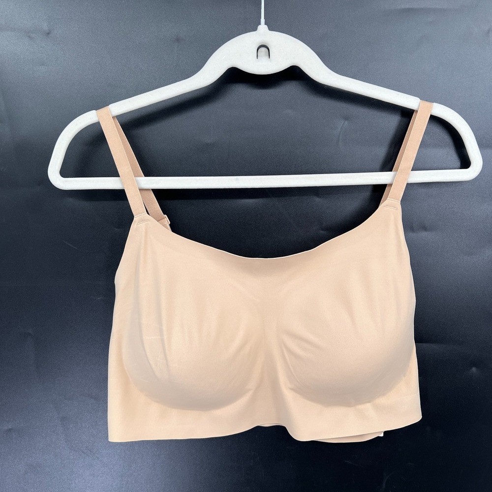 NEW True & Co everybody pullover scoop bra nude tan stretch XL